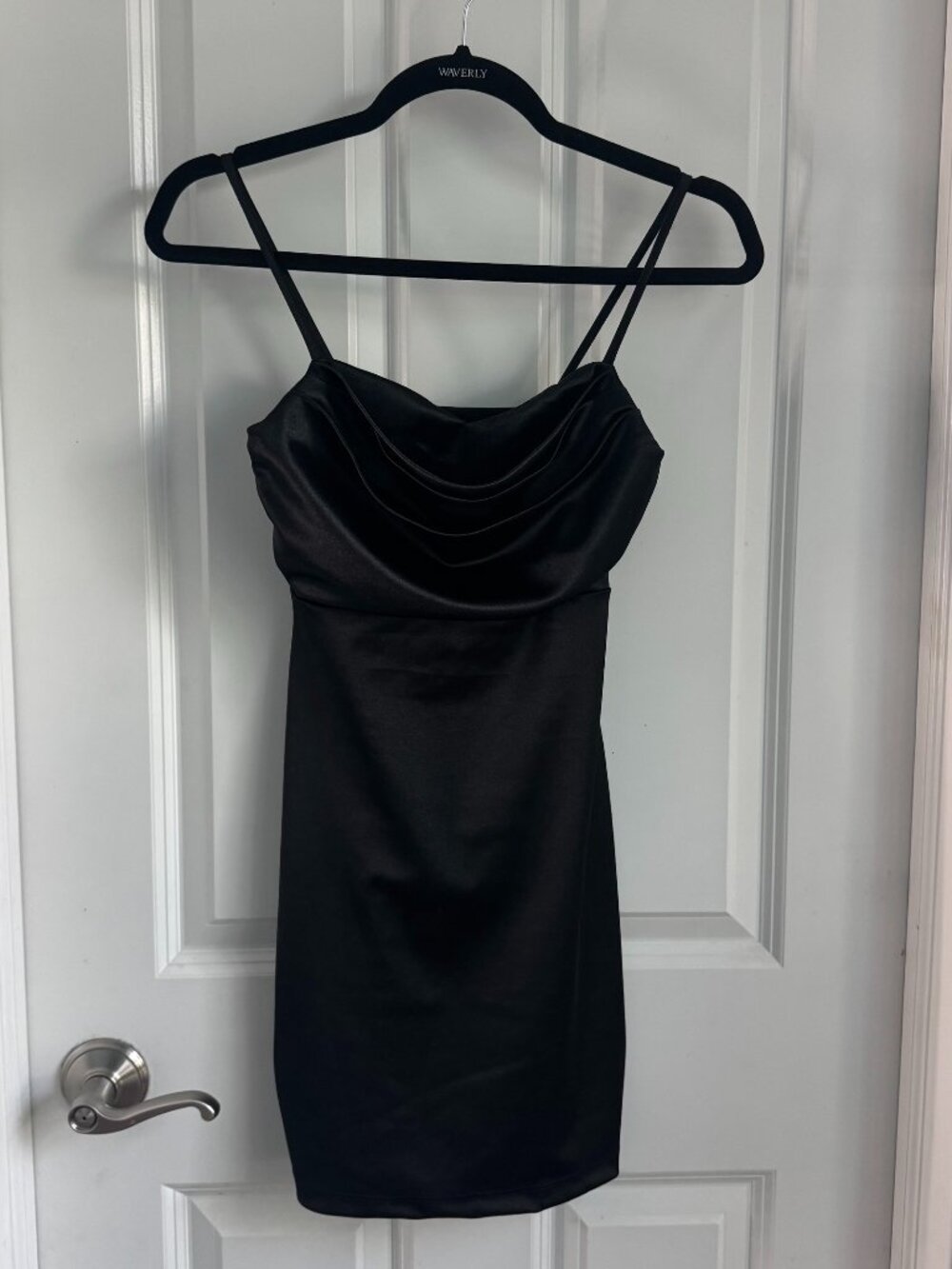 Windsor Black Satin Draped Sweetheart Cocktail mini dress Size XS